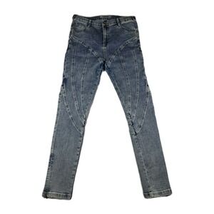 Maniere de Voir Jeans Womens Size 12 Contour Seam Detail Skinny Fit Blue‎ Denim